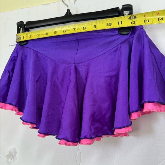 Figure Skating Boutique Double Georgette Skirt Stretch Purple Pink Ice Sports S - Picture 10 of 11